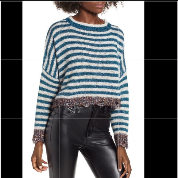 Prima Sweaters - Prima Cropped Striped Tinsel Sweater